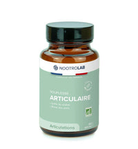 Flacon de gélules Souplesse Articulaire Naturelle Nootrolab, cure articulation bio à base de griffe du diable et reine des prés. Idéal pour soulager les douleurs articulaires.
