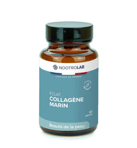 Flacon de Collagène Marin Éclat Nootrolab 60 gélules, supplément beauté peau et articulations avec vitamine C et manganèse.