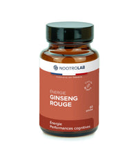 Complément alimentaire Énergie Ginseng Rouge de Nootrolab en flacon de 60 gélules, stimulant naturel pour vitalité et performances cognitives.