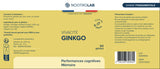Étiquette du flacon Ginkgo Vivacité - Ginkgo Biloba Bio de Nootrolab, indiquant les ingrédients, posologie et bienfaits pour la mémoire et la concentration.