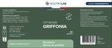Étiquette du complément Griffonia 5-HTP Nootrolab, indiquant les ingrédients, posologie et bienfaits contre stress et anxiété.